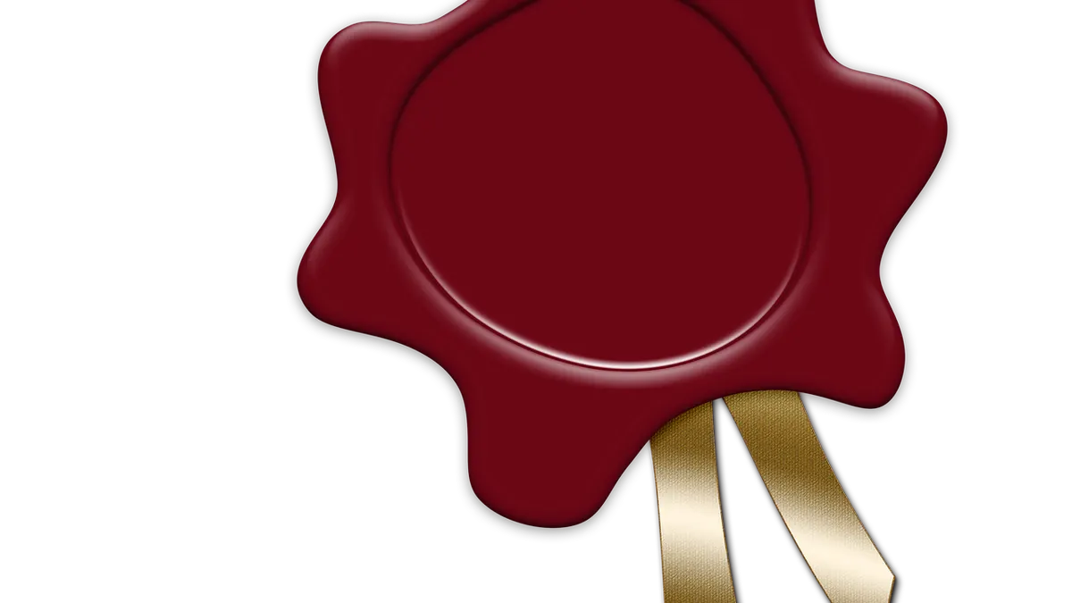 Sceau de cire rouge sur un certificat